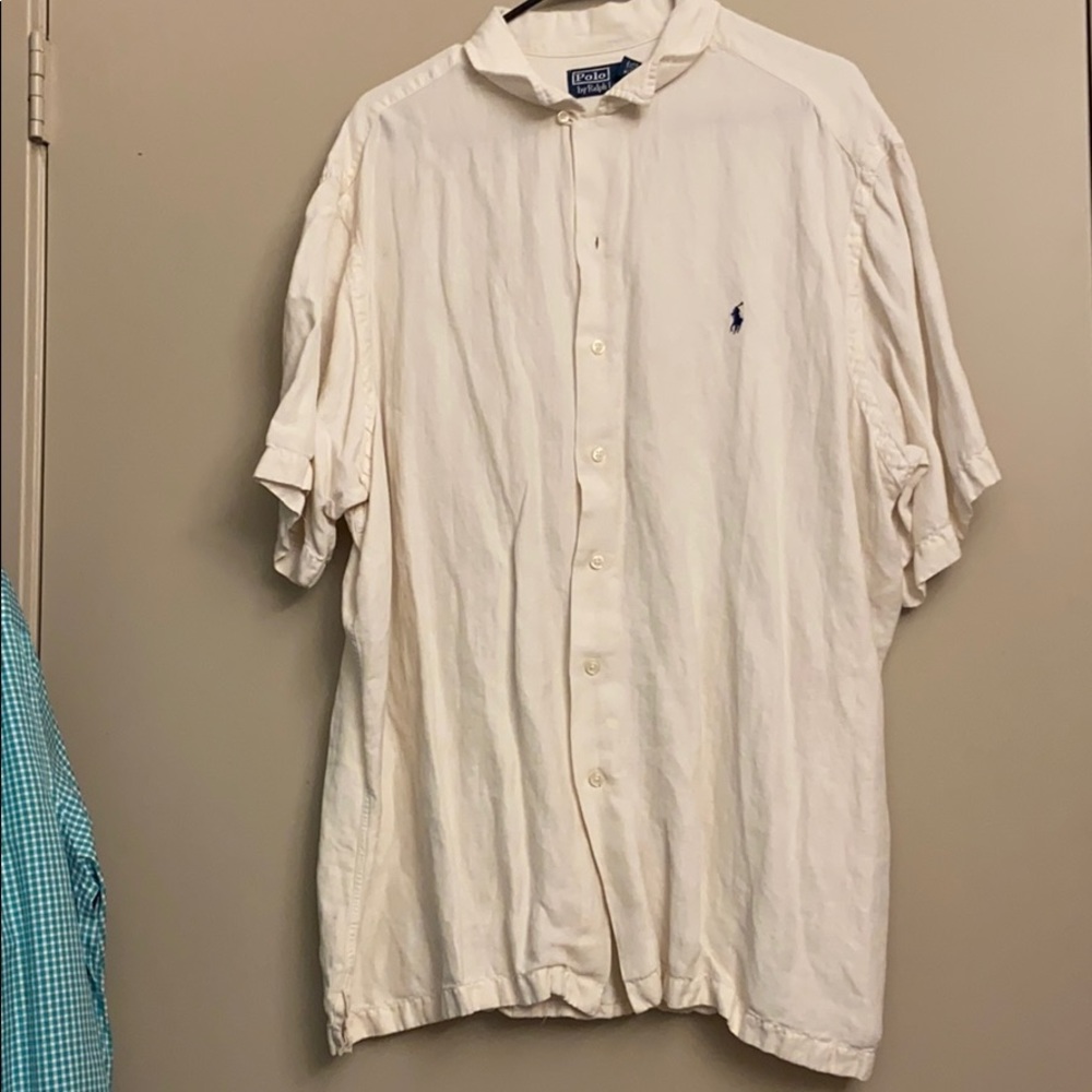Cream Polo button down shirt 👔